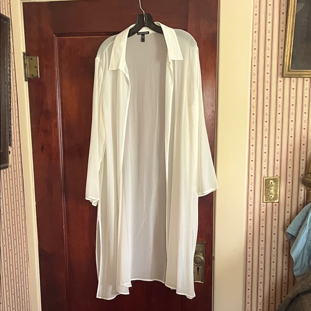 Eileen Fisher Cream Textured silk duster
